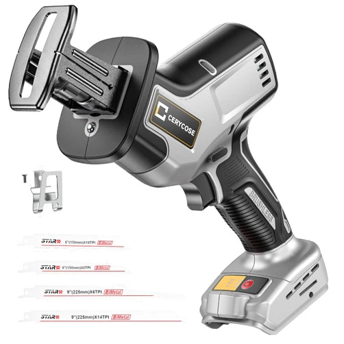 Cerycose Cordless Reciprocating Saw for DeWalt 20V Max Battery, Brushless motor, Variable Speed 0-3000 Spm, Tool Free Blade Change, 4 Saw Blades for Wood/Metal/PVC Cuts (NO Battery Included)
