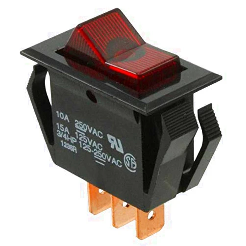 Carling Technologies LTA201-TR-B/125Nx2 Illuminated Rocker Switch Red 125V Neon Lamp (Pack of 2)