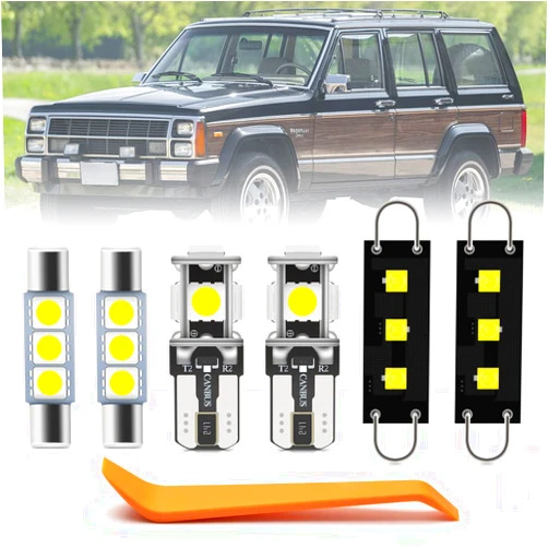 Nsautolighting 15pcs Cherokee XJ Interior LED Lights Bulb Kit for Jee'p Cherokee XJ 1990 1991 1992 1993 1994 1995 1996 Map Dome Cargo Lights Super Bright 6000K White LED Interior Bulbs + Install Tool