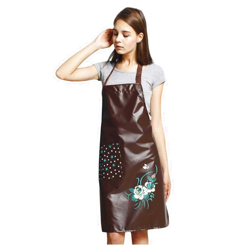 SEIFINI PU Kitchen Oil and Waterproof Aprons for Women with Pocket for Cooking Washing