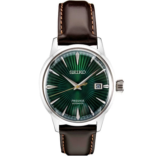 SEIKO Automatic Watch for Men - Presage Cocktail Time - Patterned with Golden Numerals and Date Calendar, 50m Water-Resistant
