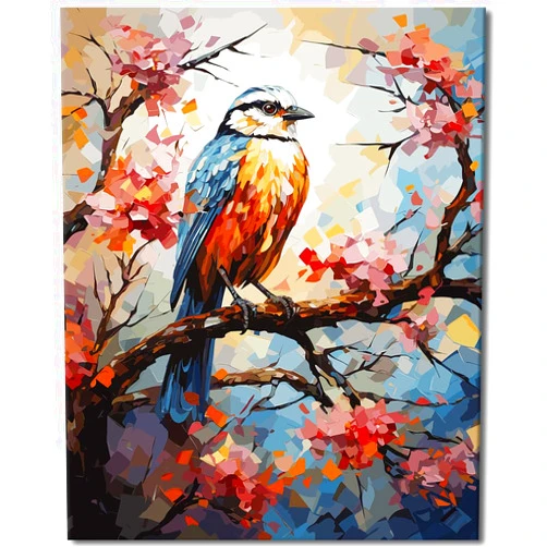 TUMOVO Painting by Number Kits On Canvas, Birds DIY Acrylic Painting Kit, Branch and Flower Paint by Numbers for Adults and Kids Beginner Without Frame for Home Wall Decor Gift 16x20 inch