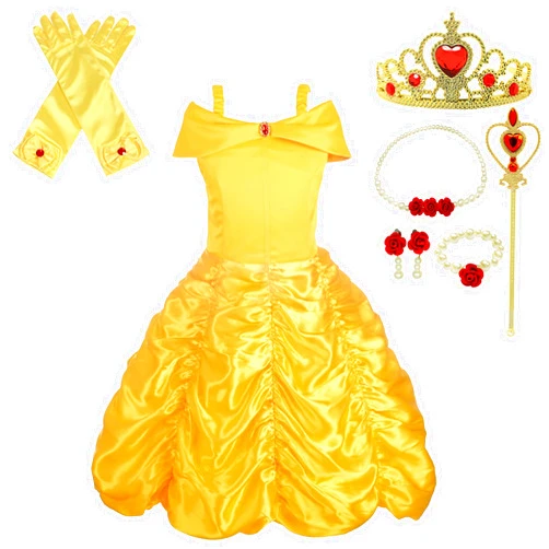Dressy Daisy Girls' Princess Yellow Gold Ball Gown Birthday Party Fancy Dress Up Halloween Costume Size 3T-12