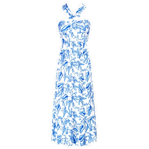 GRACE KARIN 2024 Women's Criss Cross Halterneck Sleeveless Summer Floral Print Flowy A Line Maxi Dress