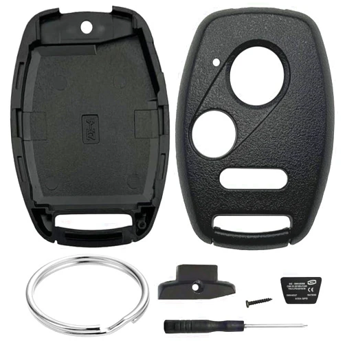 JJCHQ 3 Button Key Fob Shell for Honda Civic LX Accord Crosstour Coupe CR-V CR-Z Pilot Fit Insight Ridgeline Odyssey 2005-2017 Keyless Entry Car Remote Key Fob Case Cover Replacement - NO Cutting Require