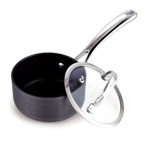 Cooks Standard 1-Quart Saucepan Hard Anodized Nonstick with Glass Lid, Cooking Sauce pot Milk Pan, Black