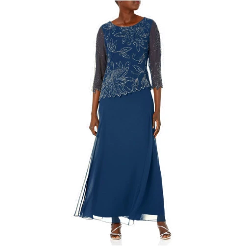 J Kara Women's BOAD Neck Asymetrical Beaded Dress