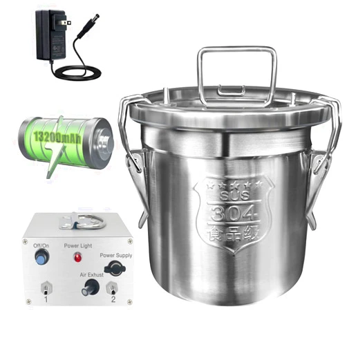 Hantop Rechargeable Battery Powered Speed Adjustable Pulsating Vacuum Pump and 304 Stainless Steel Milk Bucket