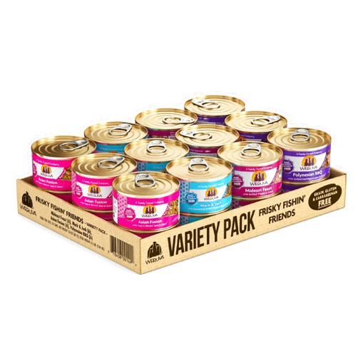 Weruva Classic Cat Food, Variety Pack, Frisky Fishin' Friends Wet Cat Food, 3oz Cans (Pack of 24)