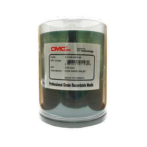 CMC Pro - Powered by TY Technology 80 Minute/700mb White inkjet CD-R in Cake Box - 100 Count