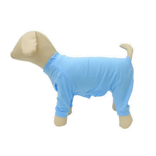 Lovelonglong Four Feet Dog Lightweight Pajamas, Pure Cotton Dog Jumpsuits 4 Legs Dog Onesies T-Shirt Stylish PJS Puppy Costume for Large Medium Small Dogs Lightblue XS