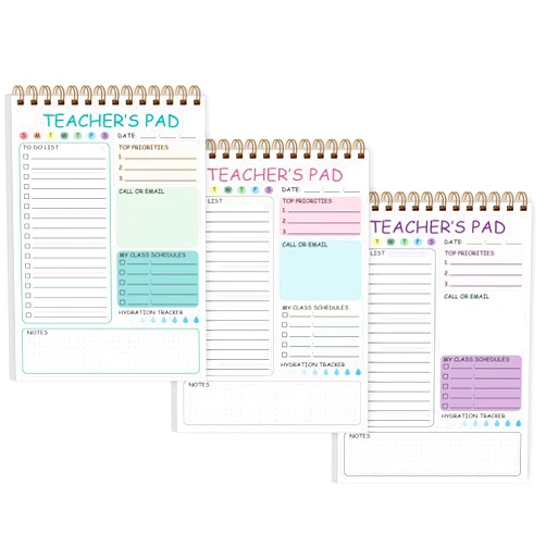 Tuun Fuplan 3 Pack Teacher Notepad - Teacher To Do List Notepad, Spiral Checklist Notebook Organizer for Teachers Notes Task Appointment, Teacher Appreciation Gifts, 5.8'' x 8.3''