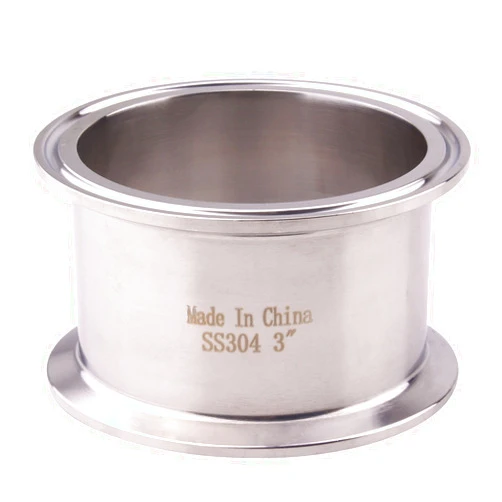 DERNORD Sanitary Spool Tube with Clamp Ends,Stainless Steel 304 Seamless Round Tubing with 3 Inch Tri Clamp Ferrule Flange (Tube Length: 2 Inch / 51MM)