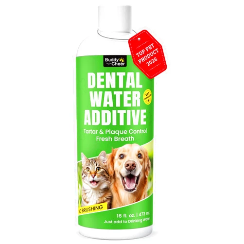 BuddyCheer Dog Breath Freshener – Enzymatic Dog Dental Water Additive for Teeth Claning – Freshens Breath & Reduces Tartar – Easy Mouthwash Cleaner for Teeth & Gums – No Brushing Needed, Uncented, 16oz