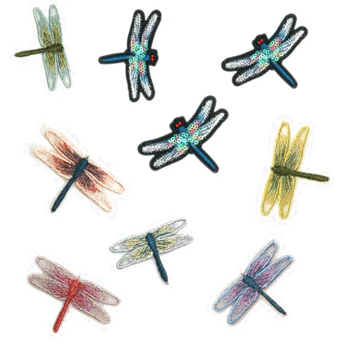 MUMAYA 9 Pcs Embroidered Cartoon Dragonfly Patch Iron On Patches for Clothes Sticker Stripe Parches Cute Butterfly Applique DIY Décor