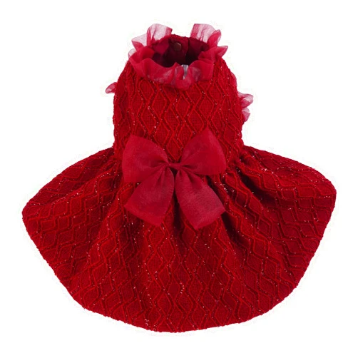Lelepet Medium Dog Dress,Shiny Dog Dresses for Medium Dogs Girl with Bowknot,Dog Birthday Dress,Puppy Dress Dog Wedding Dress,Pet Costume Dress for Dogs,Red Dog Formal Dress,Girl Dog Princess Dress