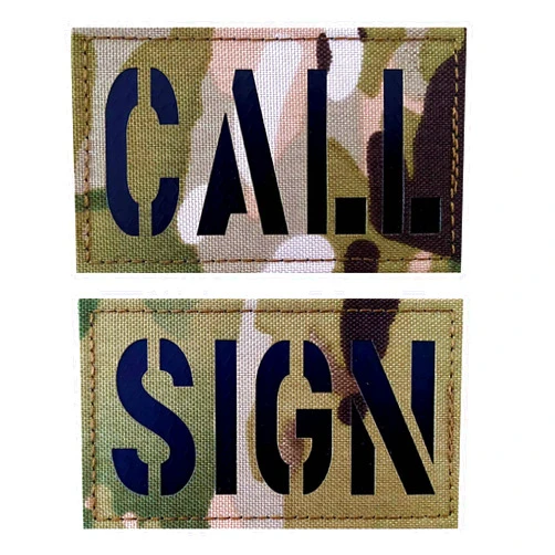 JUJUPUPS 2 Pack Custom 2x3.5 inch Reflective Call Sign Laser Cut Patch (IR Reflective)