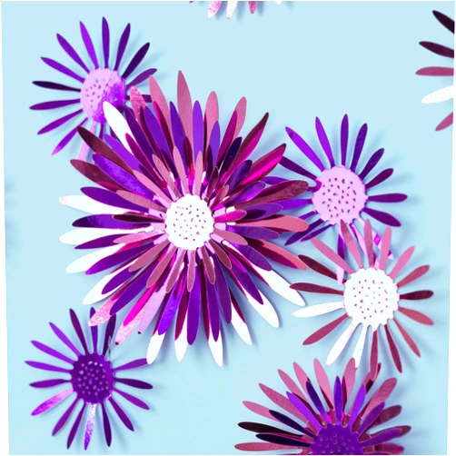 Cheerland 40pcs 3D Pink Purple Flower Decal Removable Daisy Wall Sticker Room Decoration Wedding Birthday Party Floral Wall Decals for Nursery Living Room Girls Bedroom Wall Decor