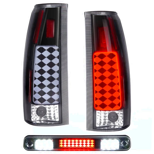 ILONPA Full Led Set, Tail Lights Pair+ 3rd Brake Lamp Fits for Chevy GMC 1988-1999 C/K 1500, 1988-2000 C/K 2500/3500, 1992-1994 Chevry Blazer, 1994-1999 Chevy Silverado, Only Fit Factory Incandescent Model