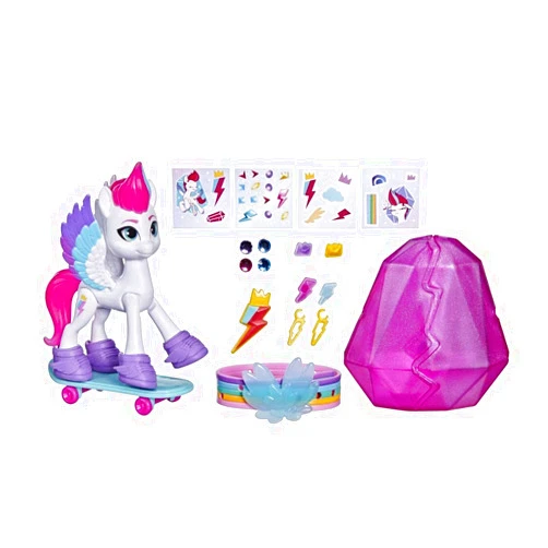 My Little Pony: A New Generation Movie Crystal Adventure Zipp Storm - 3-Inch White Pony Toy with Surprise Accessories, Friendship Bracelet