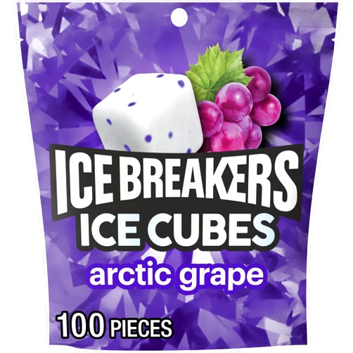ICE BREAKERS Ice Cubes Arctic Grape Flavored Sugar Free Chewing Gum Pouch, 8.11 oz (100 Pieces)