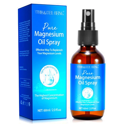 WHLH & WELL-BEING Magnesium Spray, Pure Magnesium Oil Spray for Feet, Organic Natural Ingredient in Glass Bottle, Easy to Absorb and Use