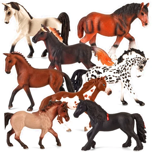 Divwa 8 Pieces 6'' Plastic Horse Figure Toy Set for Girl,Big Realistic Horse Toy Figurine Farm Animal Toy Gift for Boy Toddler Kid,Horse Party Favor Decoration Supplies Birthday Pinata