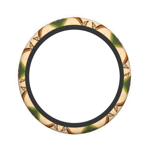 ZYVIA Mother and Child Giraffe Stretch Steering Wheel Cover Anti-Skid Soft Comfortable Easy to Install Constant Temperature Protection Diameter 15 in Width 1.6 in