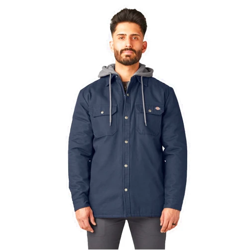 Dickies mens Fleece Hooded Duck Shirt Jacket With Hydroshield