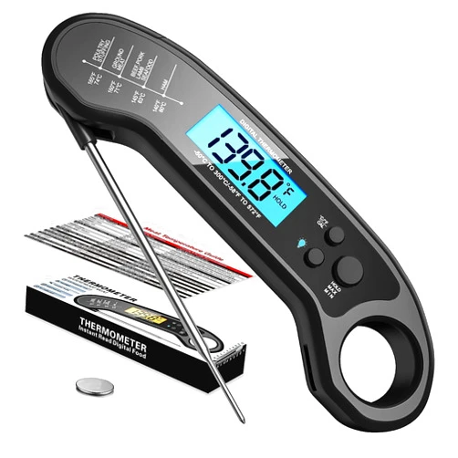 Biison Meat Thermometer Digital, Instant Read Meat Thermometer for Grill and Cooking, IP66 Waterproof Food Thermometer for Kitchen and Outside, BBQ, Turkey, Candy, Liquids, Beef