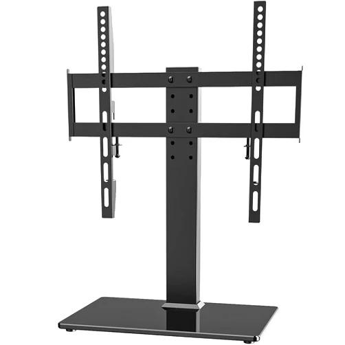 Hemudu Universal TV Stand - Table Top TV Stand for 27-60 inch LCD LED TVs - 6 Level Height Adjustable TV Base Stand with Tempered Glass Base & Wire Management, VESA 400x400mm