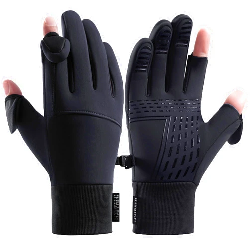 LJCUTE Winter fingerless Gloves for Cycling Fishing, Windproof Cold Weather Touchscreen Men’s & Women’s Motorcycle Gloves for Driving Hunting Skiing Running