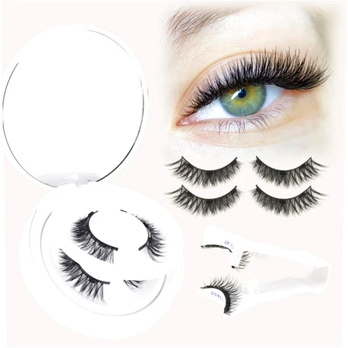 ALICE Magnetic Eyelashes No Glue Lashes Natural Look Magnetic Lashes without Magnetic Eyeliner 2 Pairs Reusable Cat Eye False Eyelashes with Magnetic Lash Applicator