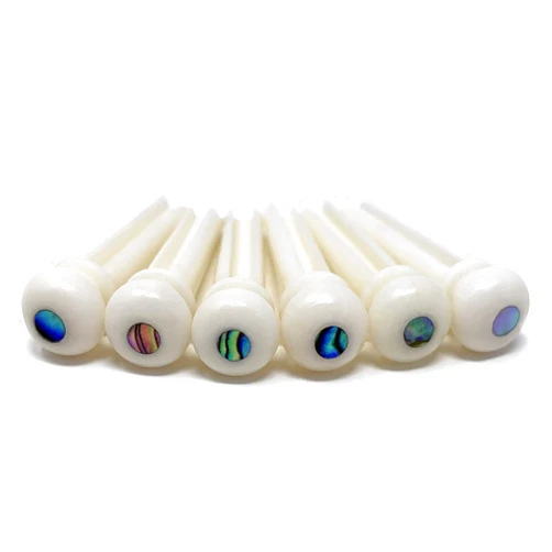 Crosby Slotted Pure Bone Bridge Pins with Abalone Dot Inlay for 6 & 12 String Acoustic Guitar