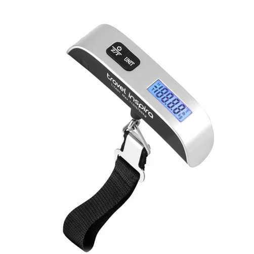 travel inspira Luggage Scale, Portable Digital Hanging Baggage Scale for Travel, Suitcase Weight Scale with Rubber Paint, 110 Pounds, Battery Included