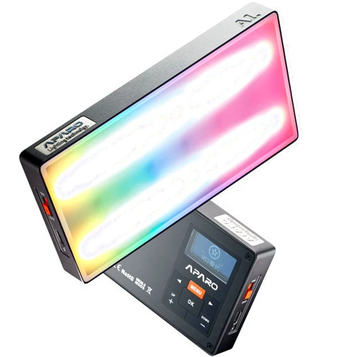 Fenxbzy APARO A1 Pixel Led Light Panel 10w RGBWW Led On Camera Light CRI 97+ 2000K-20000K Pixel-Mappable Light with Honeycomb Grid and Softbox,Magnet Adsorption Function,36 Lighting Effects