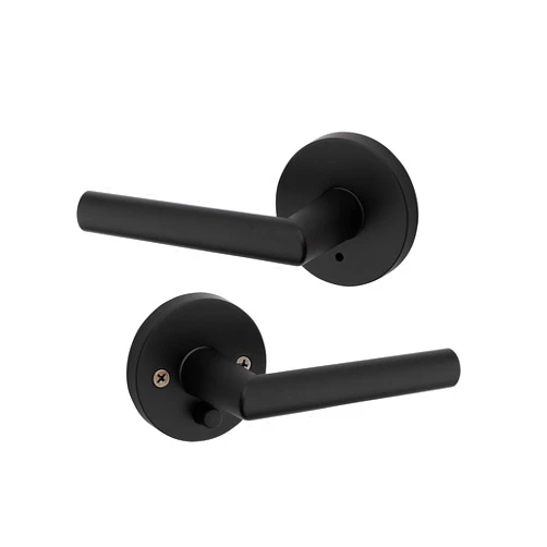 Kwikset 91550-030 Milan Door Handle Lever with Modern Contemporary Slim Round Design for Home Bedroom or Bathroom Privacy in Iron Matte Black