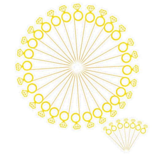 Bremorou 30PCS Diamond Ring Cupcake Toppers Engagement Cupcake Toppers Bridal Shower Glitter Diamond Wedding Ring Cupcake Picks For Marriage Anniversary Birthday Valentines Party Cake Decor（Gold)