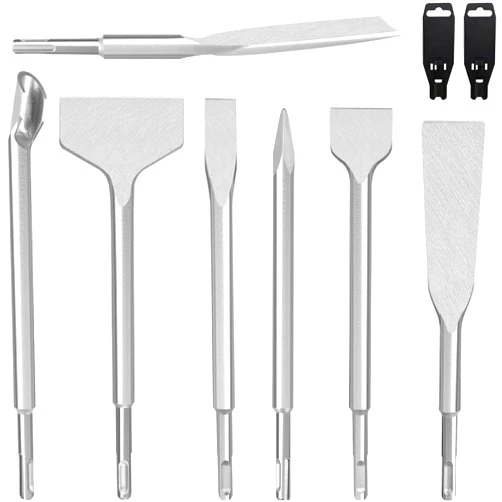 BAbuGIG 7-Piece SDS Plus Chisel Bit Set for Tile and Masonry Removal - Versatile Tools for Bricks, Stones, Concrete, and More