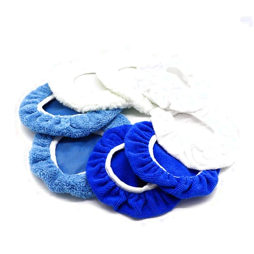 AUTDER 9 Inch & 10 Inch Car Polisher Pad Bonnet, Waxers Bonnet Set, Woollen+Cotton+Microfiber+Coral Fleece, 2 Pcs for Each, Pack of 8 Pcs