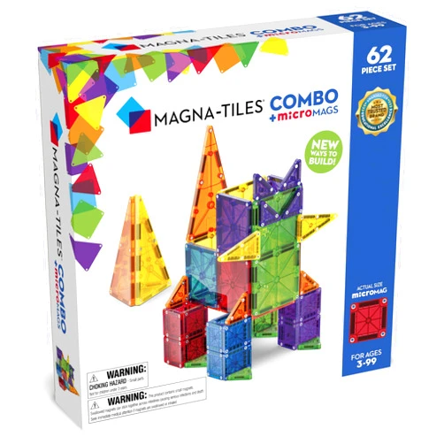 MAGNA-TILES Combo 62-Piece Magnetic Construction Set, The Original Magnetic Building Brand