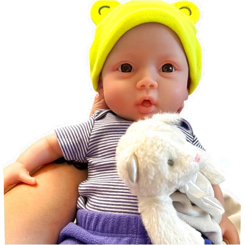 YIQI 18.5 inches Full Silicone Newborn Baby Doll not Vinyl Soft Silicone Baby Lifelike Reborn Doll Present Collectible Washable (Ivory White)