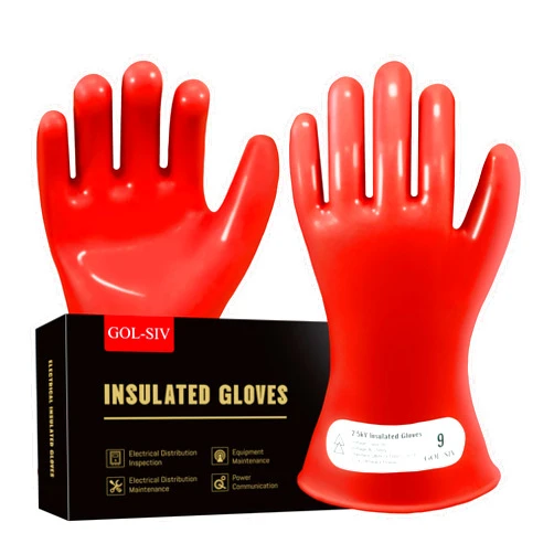 GOL-SIV Natural Rubber Electrician Gloves, Class 00 Waterproof Safety Protective Work Gloves, 2.5kV Electric Resistant Glove