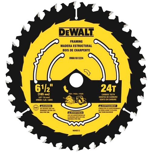 DEWALT Circular Saw Blade, 6 1/2 Inch, 24 Tooth, Framing (DWA161224)