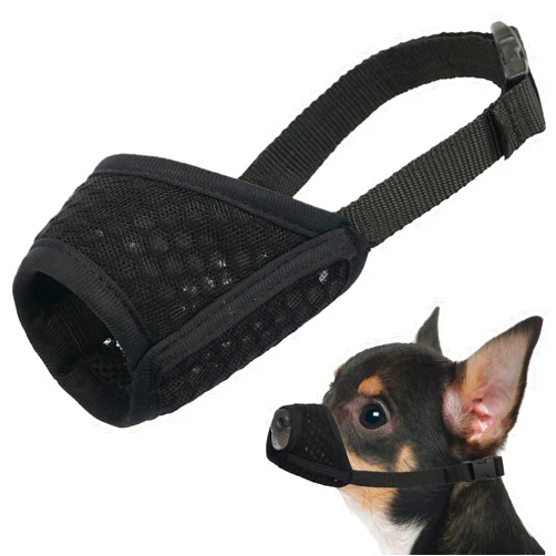 Mayerzon Dog Muzzle, Puppy Soft Mesh Muzzle for Small Medium Large Dogs Chihuahua Poodles Beagle Dachshund Corgis Labrador for Biting Chewing Grooming That Allows Panting Drinking(XXS, Black)