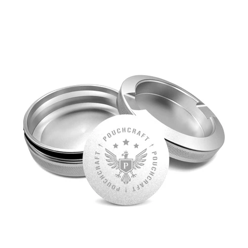PouchCraft Metal Zyn Can | Zyn Tin | Snus Can | Zyn Holder | Laser Engraved Snus Container | EDC Storage | Moisture-Resistant Pill Container | Gift for Him | (Insignia Edition, Silver)