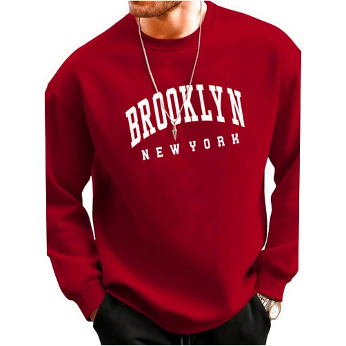 GORGLITTER Men's Letter Graphic Print Long Sleeve Crewneck Drop Shoulder Sweatshirt