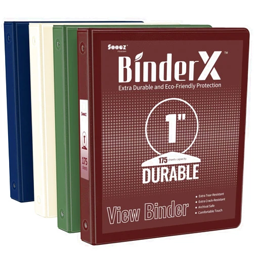 Sooez 4 Pack Extra Durable 3 Ring Binders 1 Inch, Sooez 1” Three Round Ring Binders, Clear Customizable View Cover for Letter Size 8.5'' x 11'' Papers, Teacher Must Have, School Office & Home Supplies