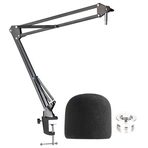 SUNMON Blue Yeti Mic Boom Arm with Foam Windscreen, Suspension Boom Scissor Arm Stand with Pop Filter Cover for Blue Yeti Pro Microphone by SUNMON
