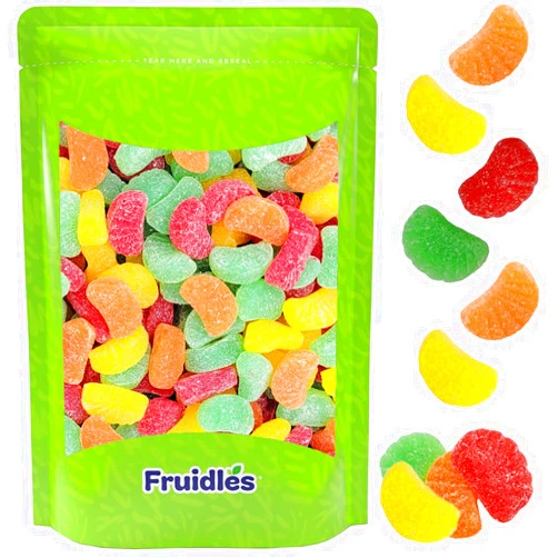 Fruidles Assorted Fruit Gummi Slices Candy, Delicious Sugar Coated Fruit Flavors Gummies (Half-Pound)